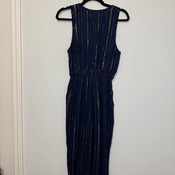 Raga Navy Blue & Gold Metallic Stripe Maxi Dress XS Festival Resort Wear NWT - Picture 4 of 16